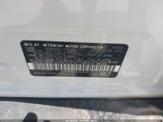 2016 MITSUBISHI OUTLANDER SPORT JA4AP3AU9GZ058580 Photo 8