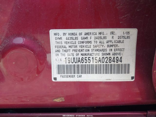 2005 ACURA TL 19UUA65515A028494 Photo 8