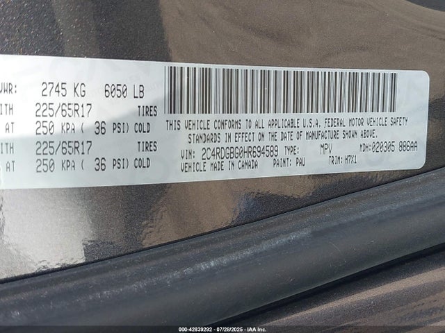 Dodge 2017 2017 2C4RDGBG0HR694589 Image 9