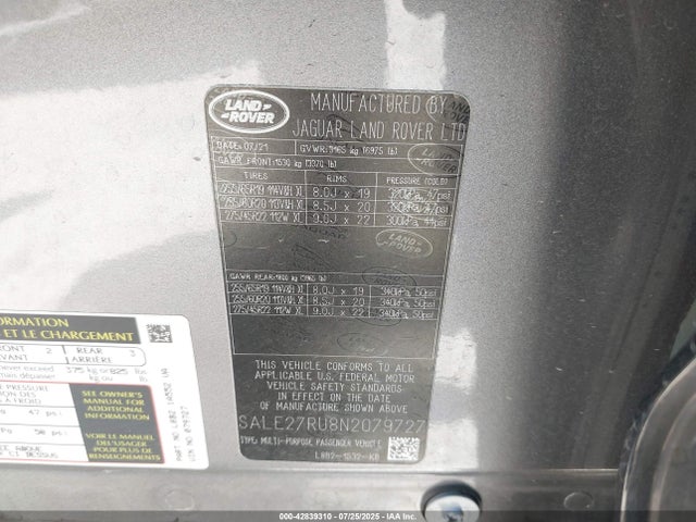 SALE27RU8N2079727 Land Rover aj120