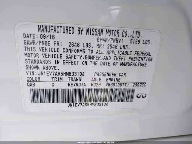 JN1EV7AR5HM833104 Infiniti 2017
