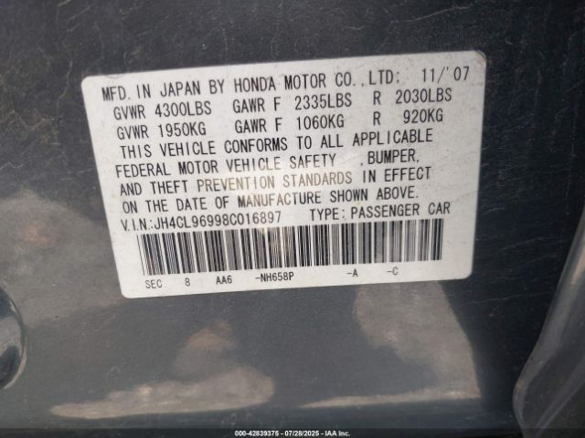 2008 ACURA TSX JH4CL96998C016897 Photo 8