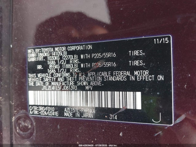 Scion 2az-fe 2015 JTLZE4FE5FJ081393 Image 9