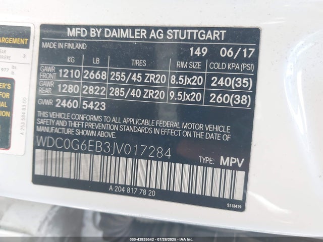 WDC0G6EB3JV017284 Mercedes-Benz m276