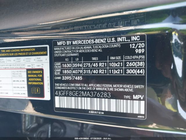 2021 MERCEDES-BENZ GLS 580 4JGFF8GE2MA376283 Photo 8