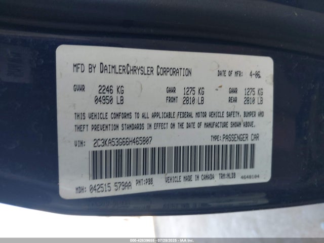 2006 CHRYSLER 300 2C3KA53G66H465807 Photo 8