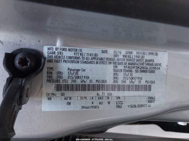 Ford Focus 2016 1FADP3K29GL333034 Image 9