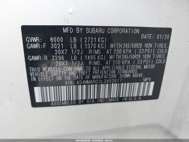 4S4WMARD3L3452677 Subaru Ascent