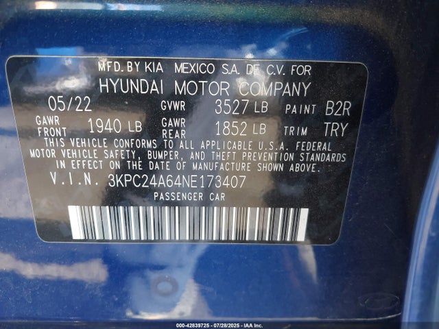 Hyundai gamma ii 2022 3KPC24A64NE173407 Image 9
