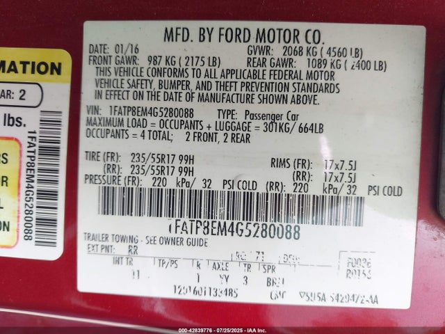 1FATP8EM4G5280088 Ford 2016