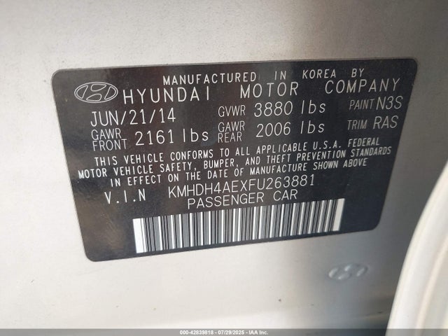 KMHDH4AEXFU263881 Hyundai dohc mpi nu