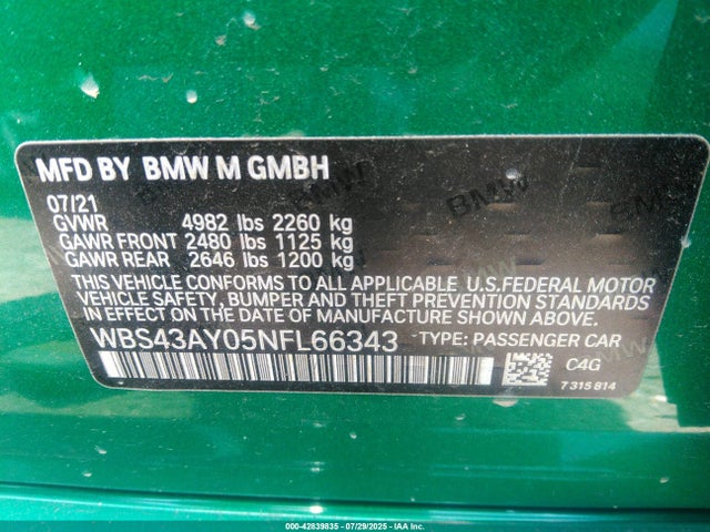 WBS43AY05NFL66343 BMW M3