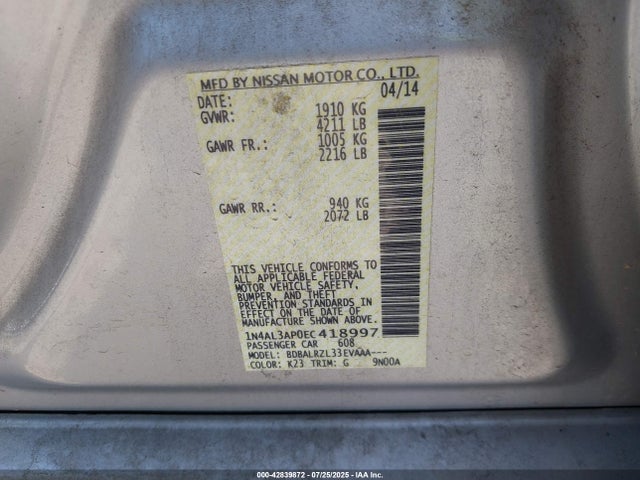 1N4AL3AP0EC418997 Nissan 2014