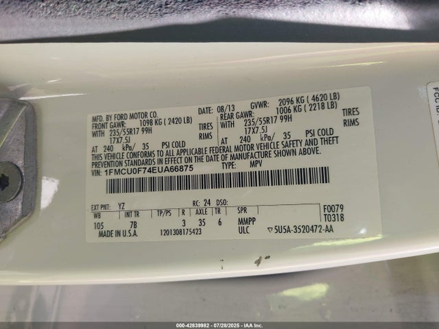 Ford Escape 2014 1FMCU0F74EUA66875 Image 9