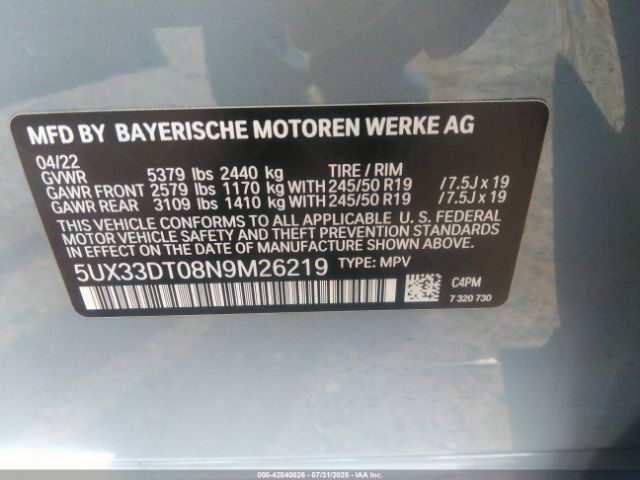 2022 BMW X4 5UX33DT08N9M26219 Photo 8