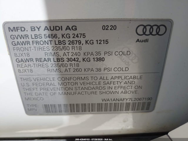 2020 AUDI Q5 WA1ANAFY7L2067190 Photo 8