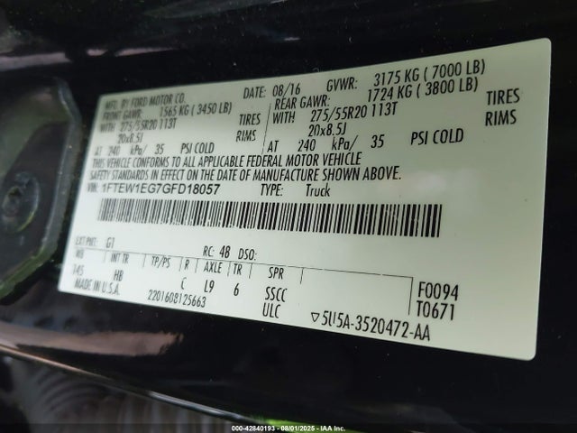 Ford 2016 2016 1FTEW1EG7GFD18057 Image 9