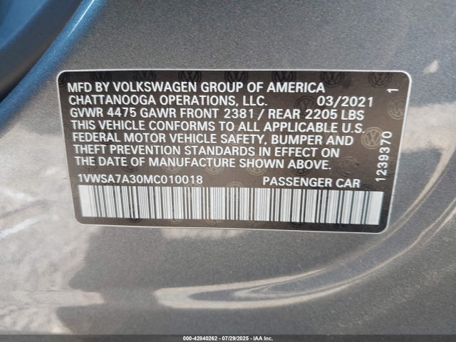 Volkswagen 2021 2021 1VWSA7A30MC010018 Image 9