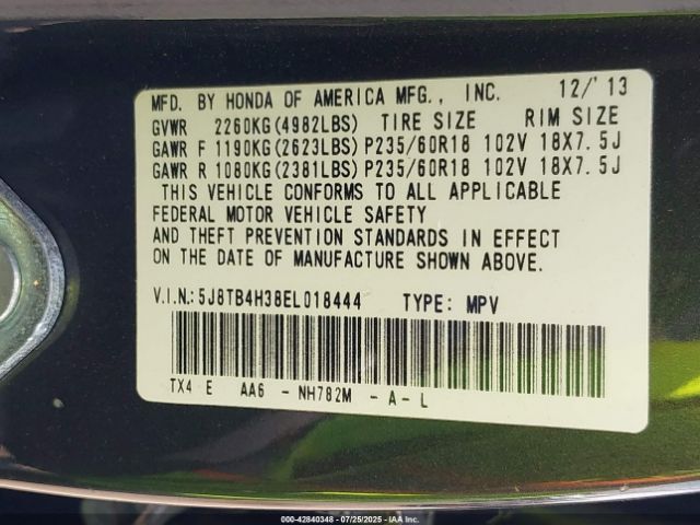 2014 ACURA RDX 5J8TB4H38EL018444 Photo 8