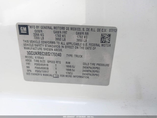 Chevrolet l83 - vvt, afm (active fuel management), aluminum 2014 3GCUKREC9EG179340 Image 9