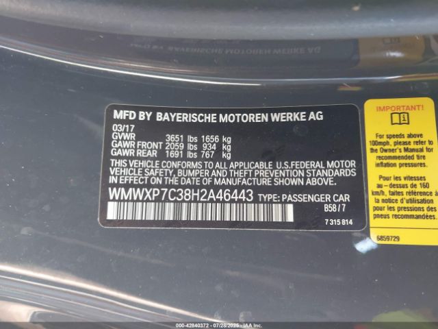 2017 MINI HARDTOP WMWXP7C38H2A46443 Photo 8