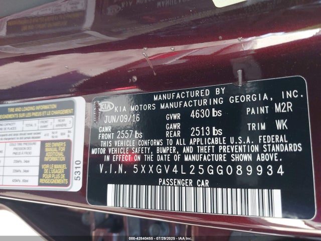 5XXGV4L25GG089934 KIA t-gdi theta ii