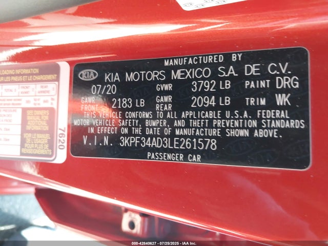 KIA mpi nu 2020 3KPF34AD3LE261578 Image 9