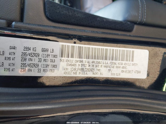 1C4RJFN99LC282429 Jeep Grand Cherokee