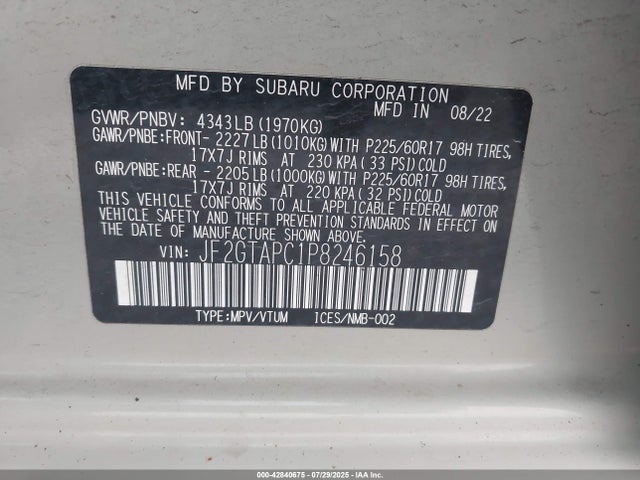 JF2GTAPC1P8246158 Subaru na