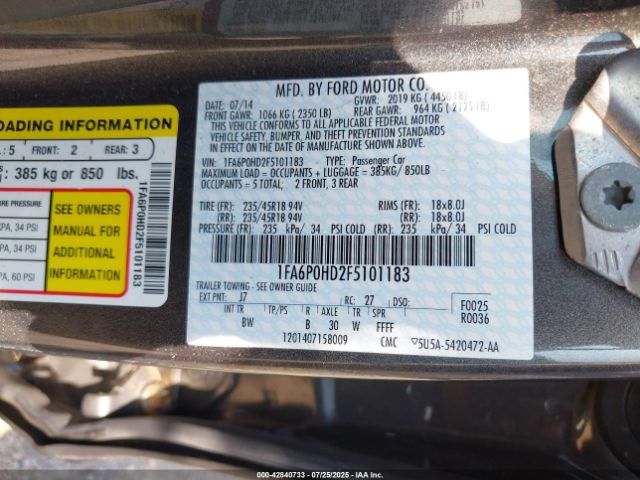 2015 FORD FUSION 1FA6P0HD2F5101183 Photo 8