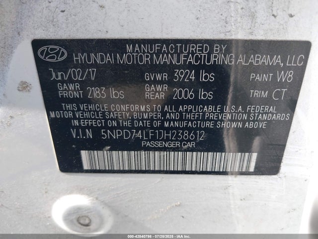Hyundai mpi nu 2018 5NPD74LF1JH238612 Image 9
