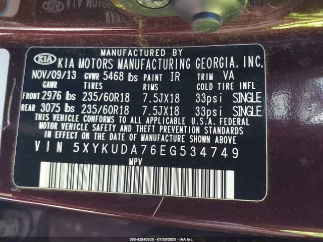 KIA gasoline 3.3 v6 gdi lambda ii 2014 5XYKUDA76EG534749 Image 9