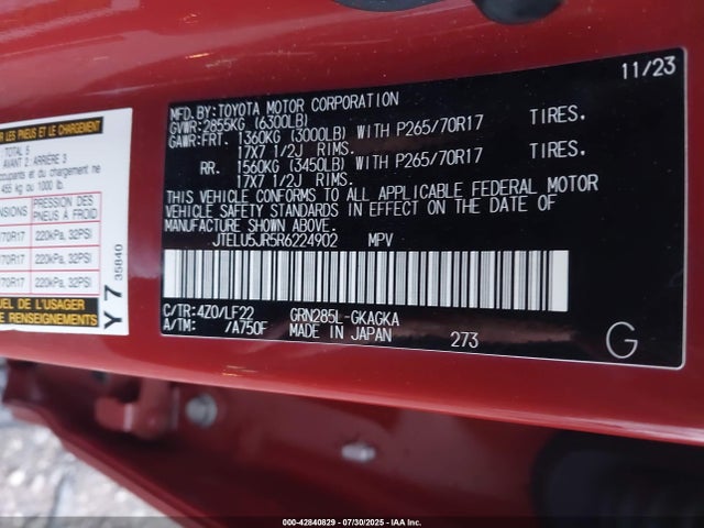 JTELU5JR5R6224902 Toyota 1gr-fe