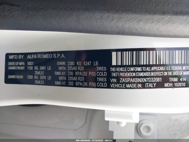 Alfa Romeo Stelvio 2022 ZASPAKBNXN7D32081 Image 9