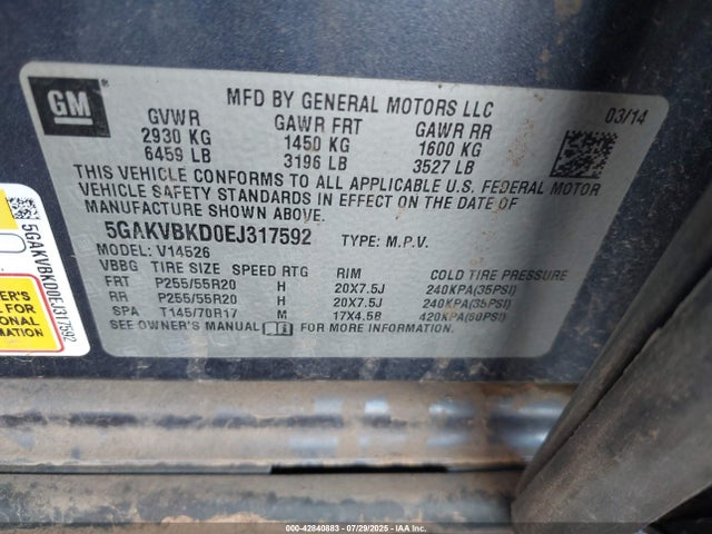 5GAKVBKD0EJ317592 Buick llt