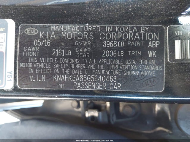KNAFK5A85G5640463 KIA gdi nu