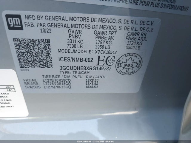 3GCUDHE8XRG149737 Chevrolet lz0