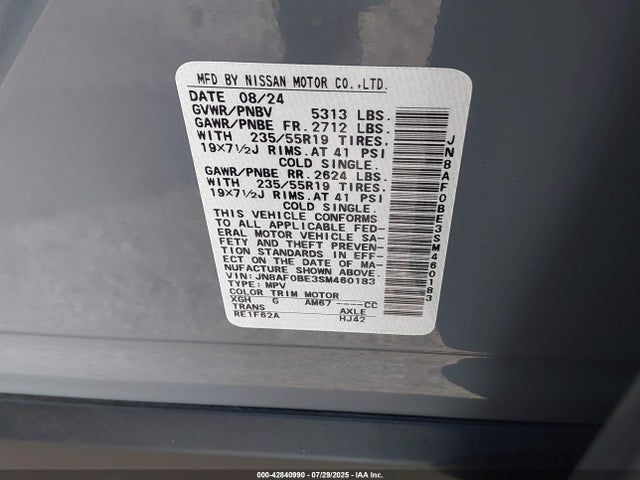 JN8AF0BE3SM460183 Nissan motor
