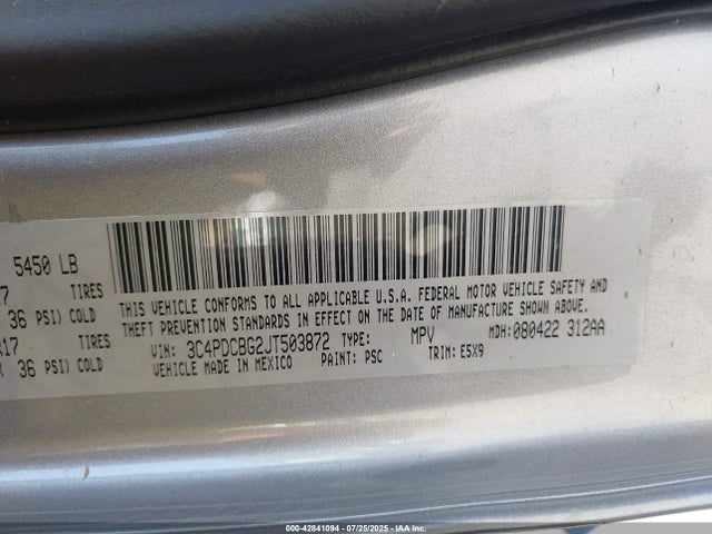 3C4PDCBG2JT503872 Dodge 2018