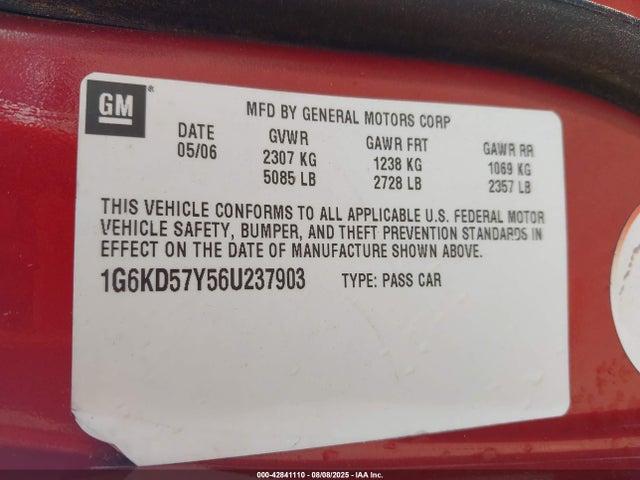 2006 CADILLAC DTS 1G6KD57Y56U237903 Photo 8