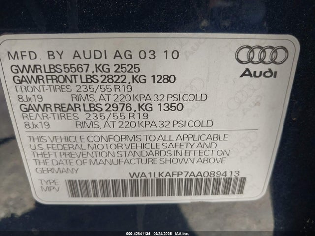 2010 AUDI Q5 WA1LKAFP7AA089413 Photo 8
