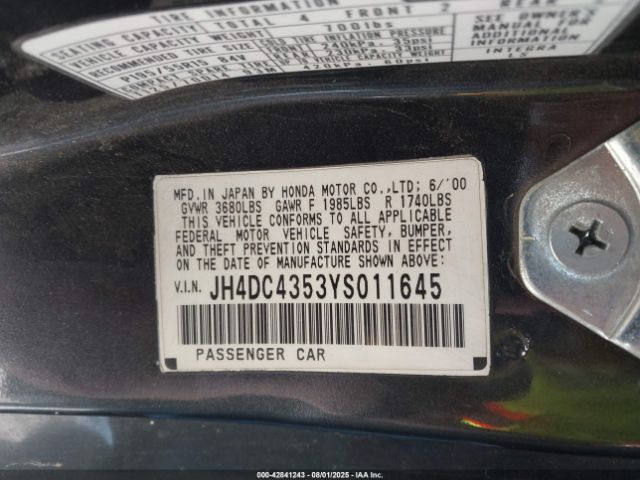 2000 ACURA INTEGRA JH4DC4353YS011645 Photo 8