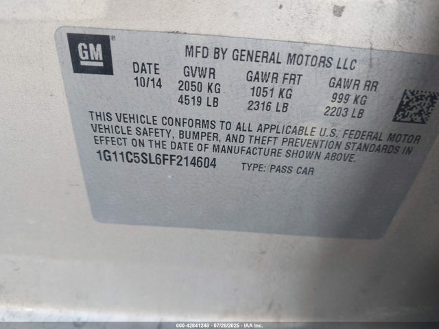 Chevrolet lkw 2015 1G11C5SL6FF214604 Image 9