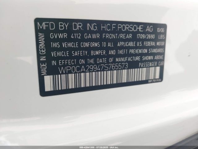 2007 PORSCHE 911 WP0CA29947S765573 Photo 8