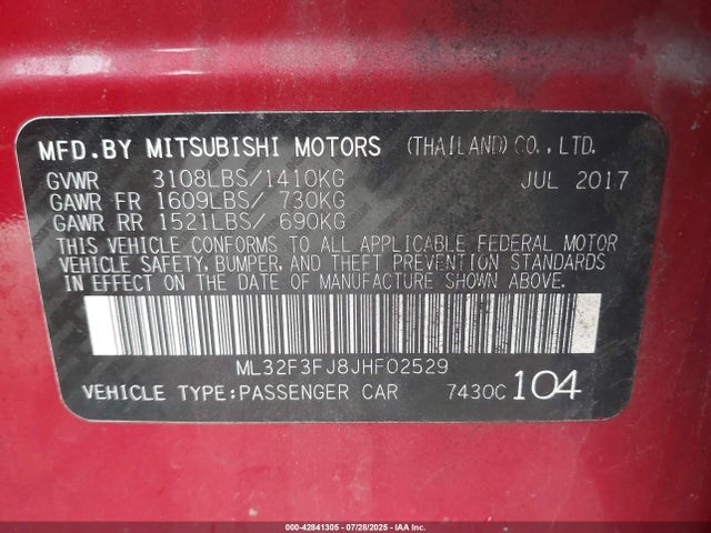 2018 MITSUBISHI MIRAGE G4 ML32F3FJ8JHF02529 Photo 8