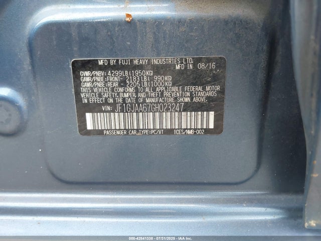 JF1GJAA67GH023247 Subaru 2.0l na