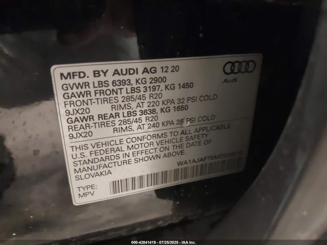 2021 AUDI Q7 WA1AJAF75MD026212 Photo 8