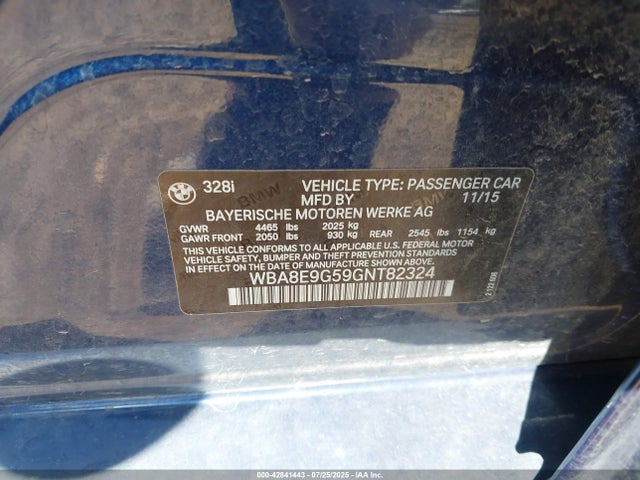 WBA8E9G59GNT82324 BMW 2016