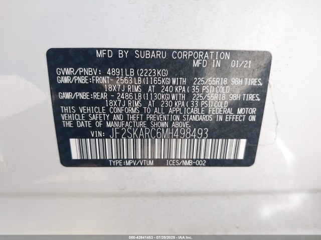 Subaru na u5 2021 JF2SKARC6MH498493 Image 9