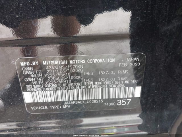 2020 MITSUBISHI OUTLANDER SPORT JA4AR3AUXLU028215 Photo 8